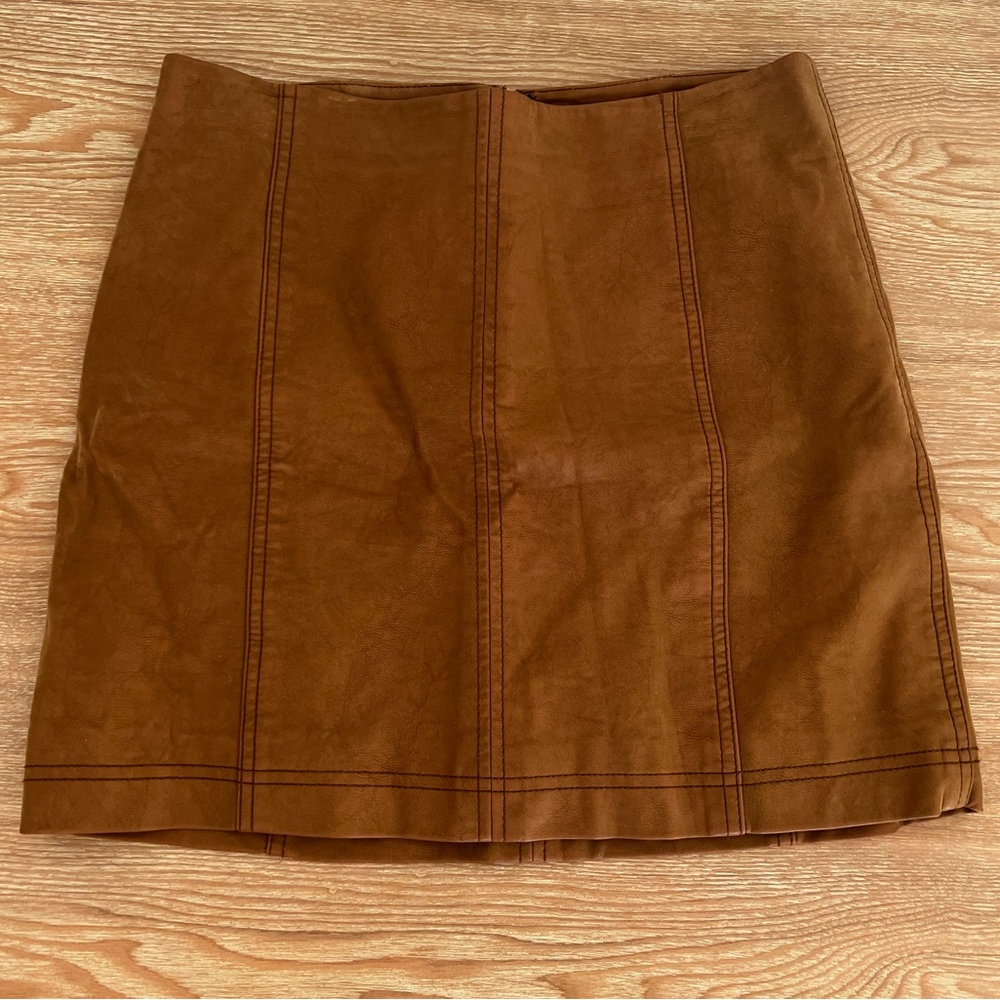 Free People leather Suede Mini Skirt in Camel Brown size 6